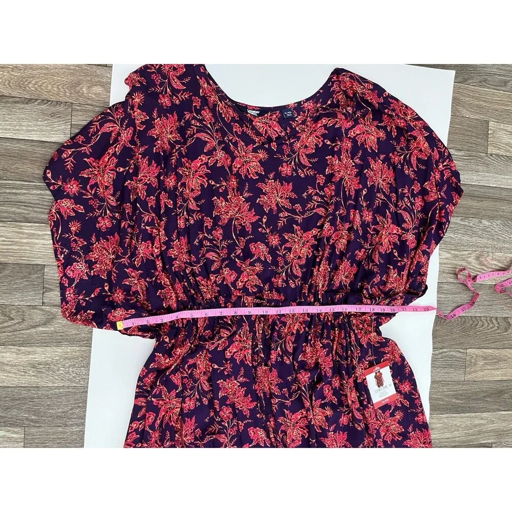 Lands' End Women's XL/XXL Swim Cover-Up Dress Floral Purple Pink 100% Modal